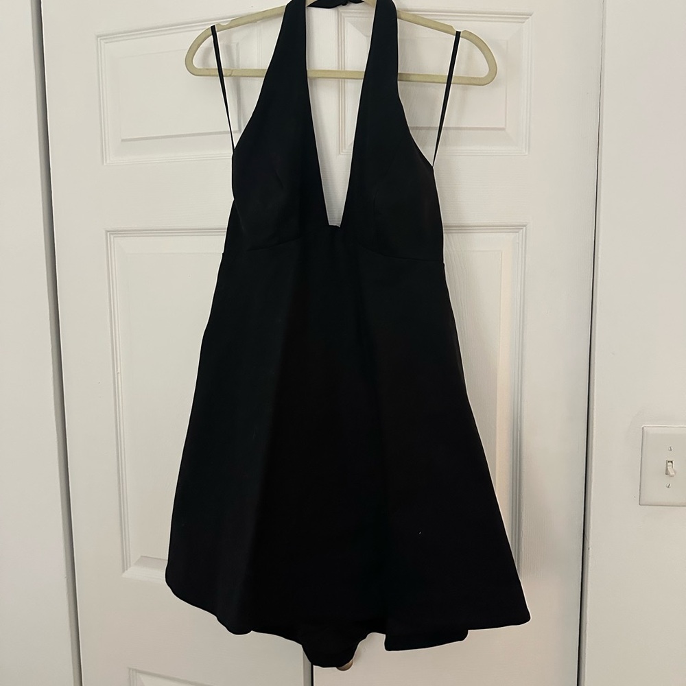NWT Halston Heritage black high low Halter Dress